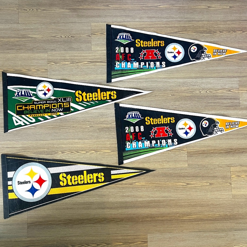 Vintage Pittsburgh Steelers NFL Felt Pennants (Set of 4)